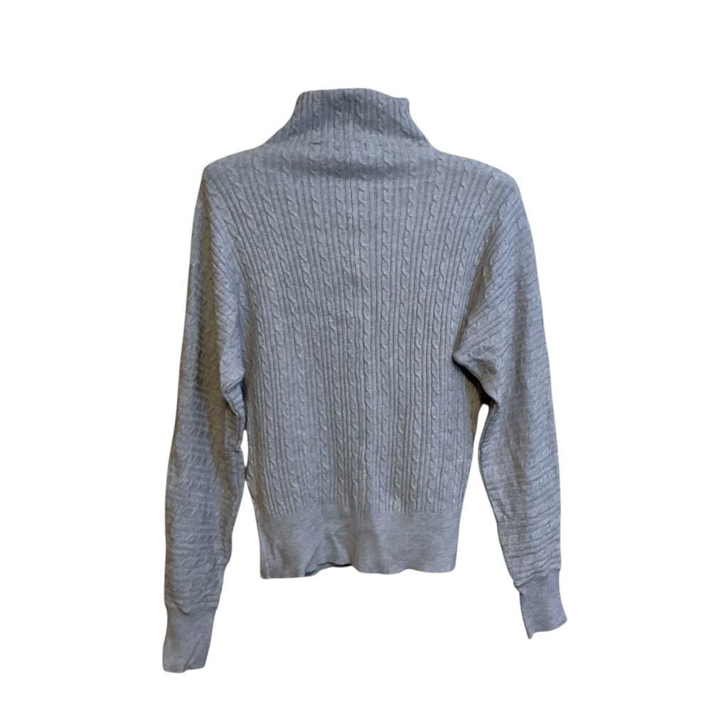 Tahari Gray‎ Cable Knit Mock Neck Sweater Women’s Long Sleeve Classic Cozy- M - Picture 3 of 10